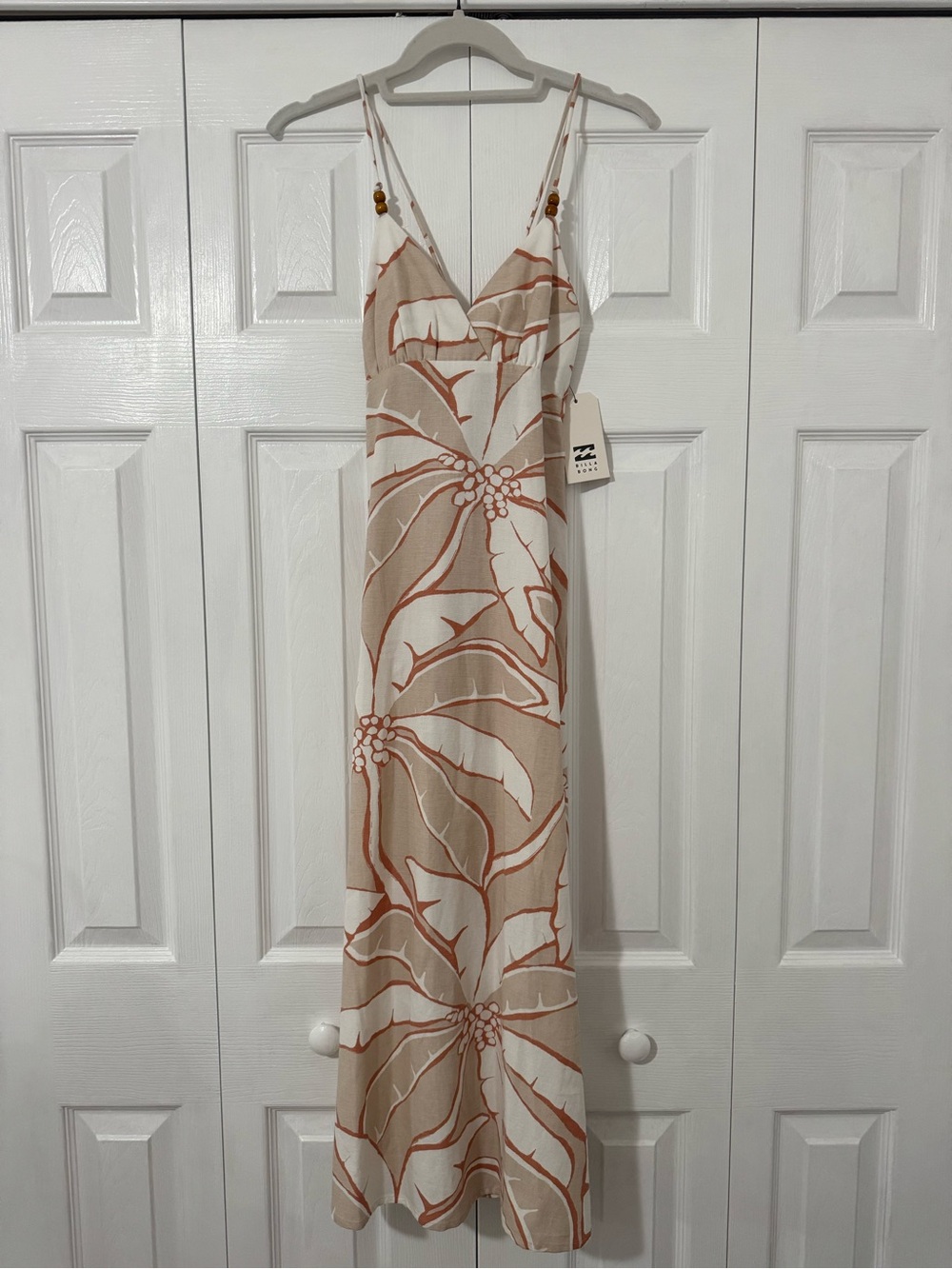Billabong Cream & Tan Floral Slip Maxi Dress